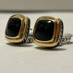 Authentic David Yurman 925 Sterling & 750 18K Black Onyx Albion Earrings